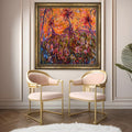 Original vibrant oil painting wild palms and flowers on canvas