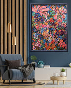 XL Original Acrylics Flower gouache acrylic painting, stretched canvas