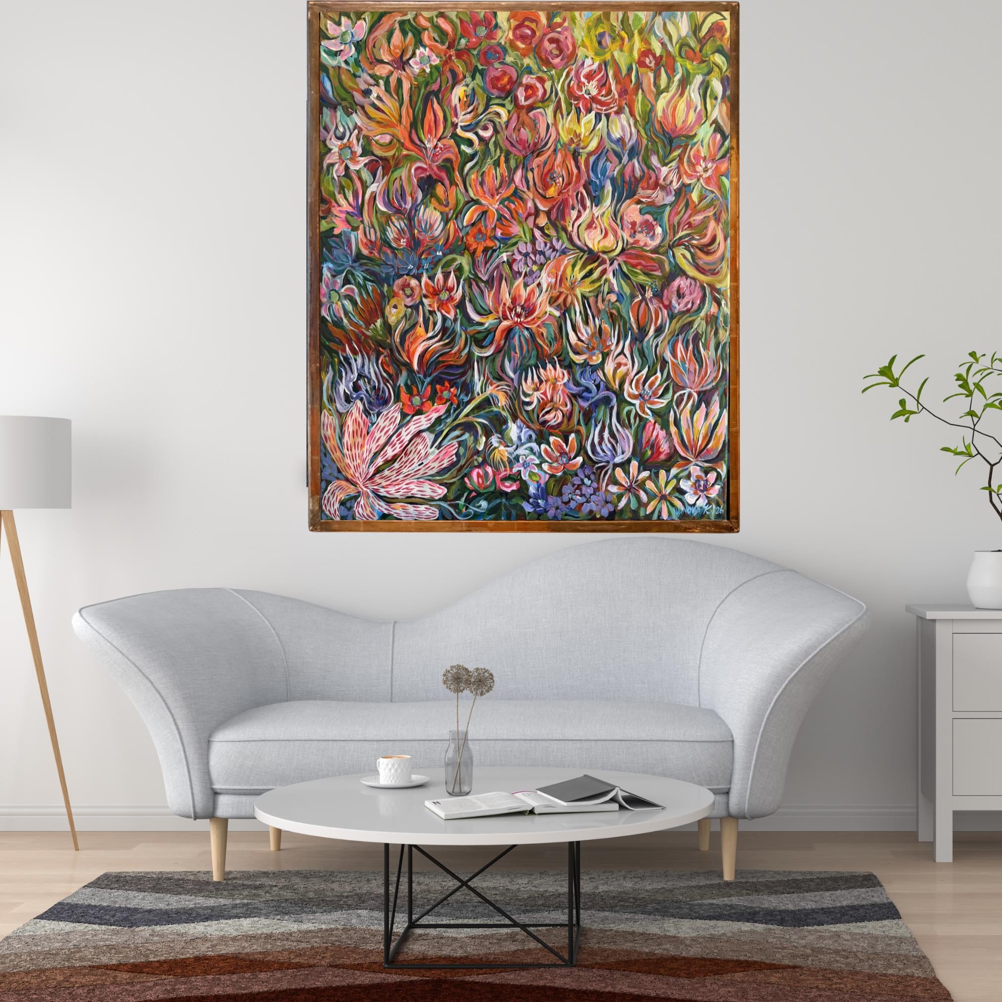 XL Original Acrylics Flower acrylics painting, stretched canvas