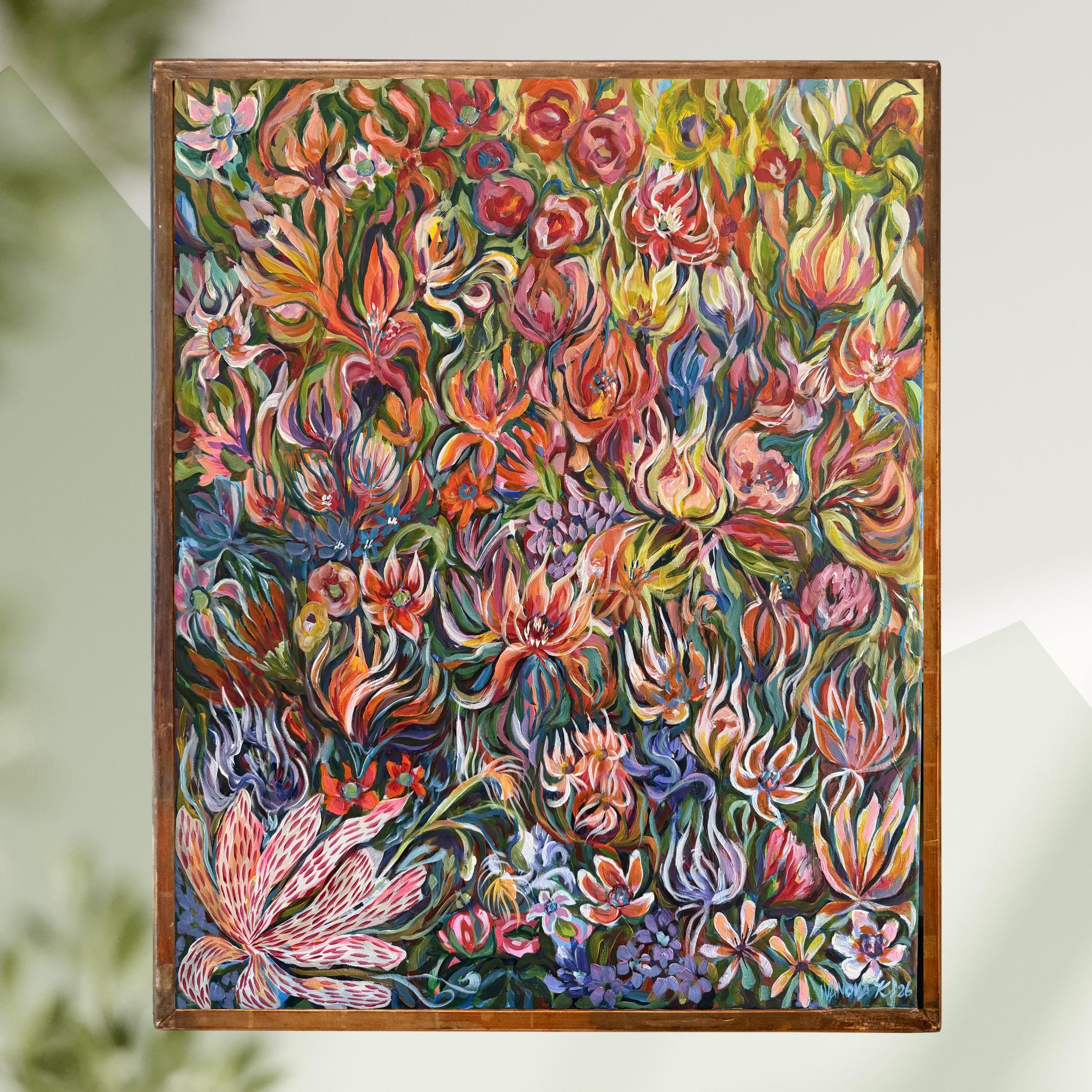 XL Original Acrylics Flower acrylics painting, stretched canvas