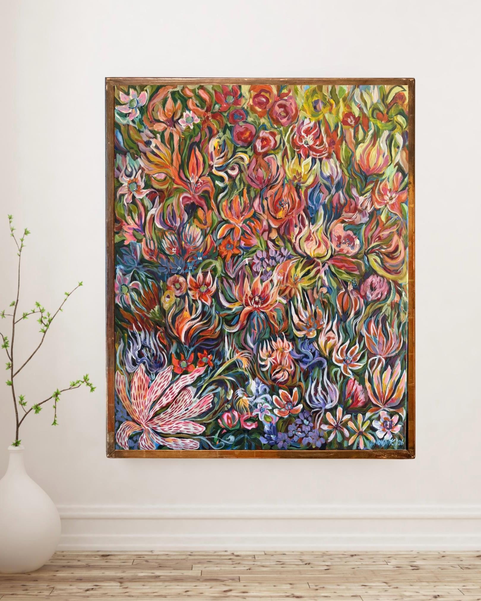 XL Original Acrylics Flower acrylics painting, stretched canvas