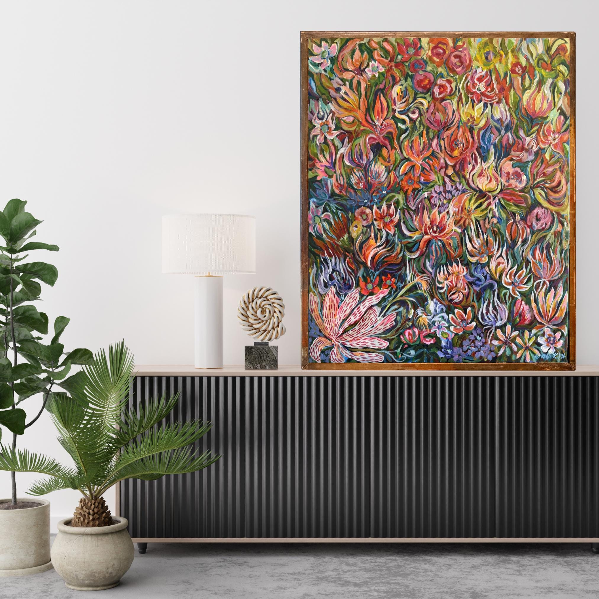 XL Original Acrylics Flower acrylics painting, stretched canvas