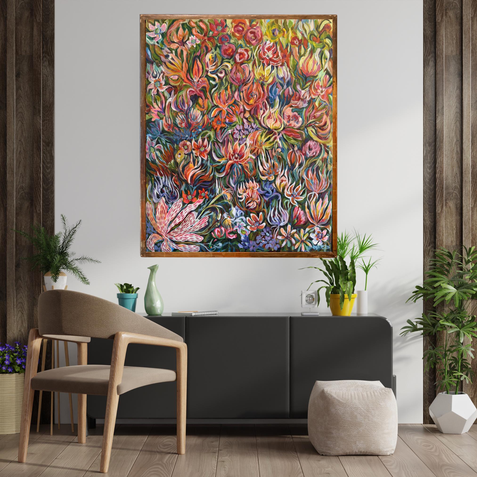 XL Original Acrylics Flower acrylics painting, stretched canvas