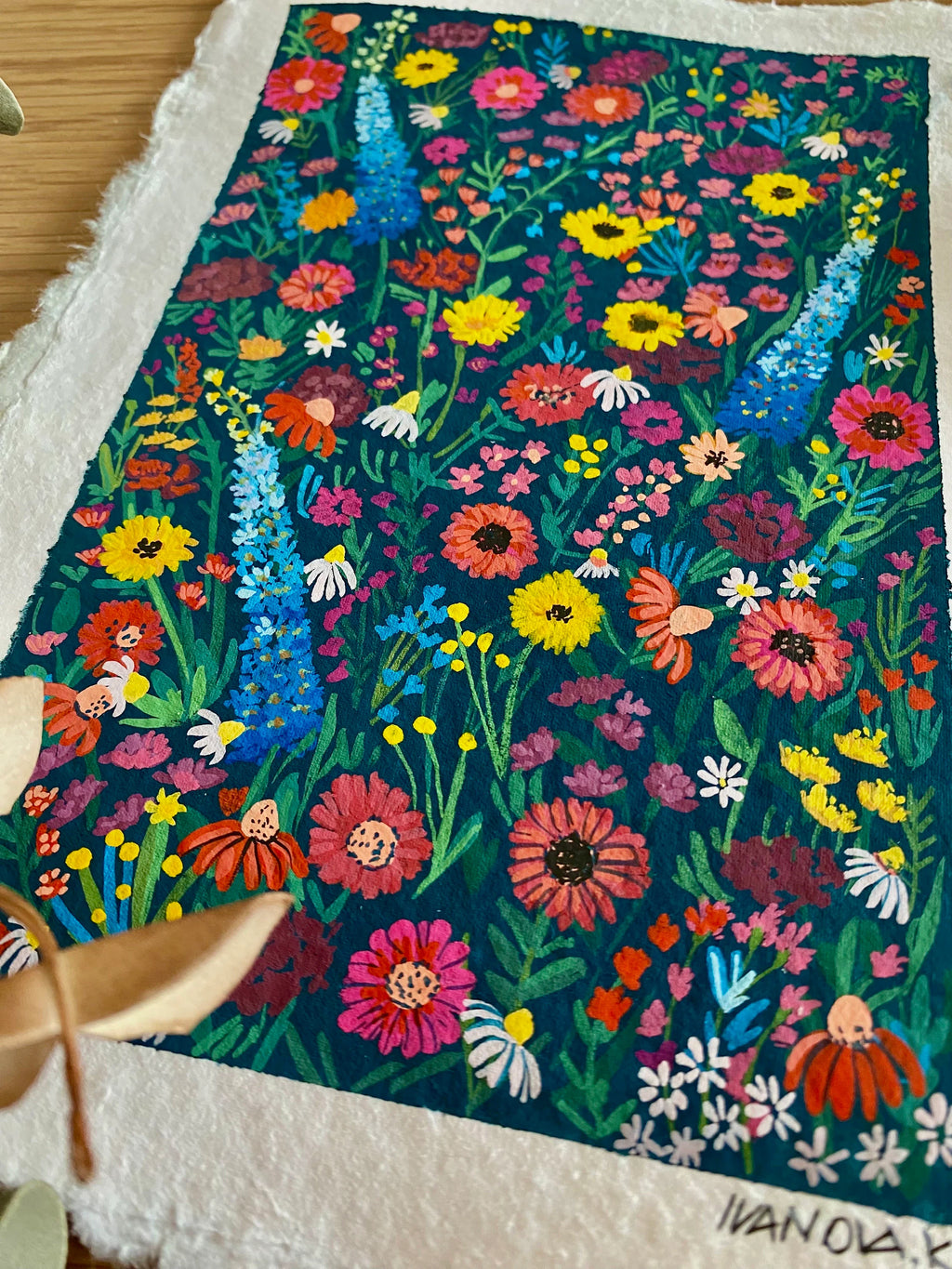 "Wild garden flowers" — Original Gouache on Handmade Paper | A5