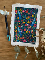 "Wild garden flowers" — Original Gouache on Handmade Paper | A5