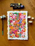 "Wild vibrant garden flowers" —  Giclée Art Print | Katerina Ivanova