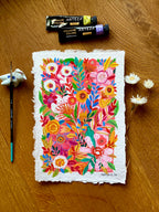 "Wild vibrant garden flowers" —  Giclée Art Print | Katerina Ivanova
