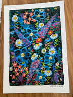 Original Gouache Blumen Malerei auf Papier