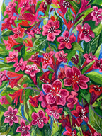 "Weigela vibrant flowers" —  Giclée Art Print | Katerina Ivanova