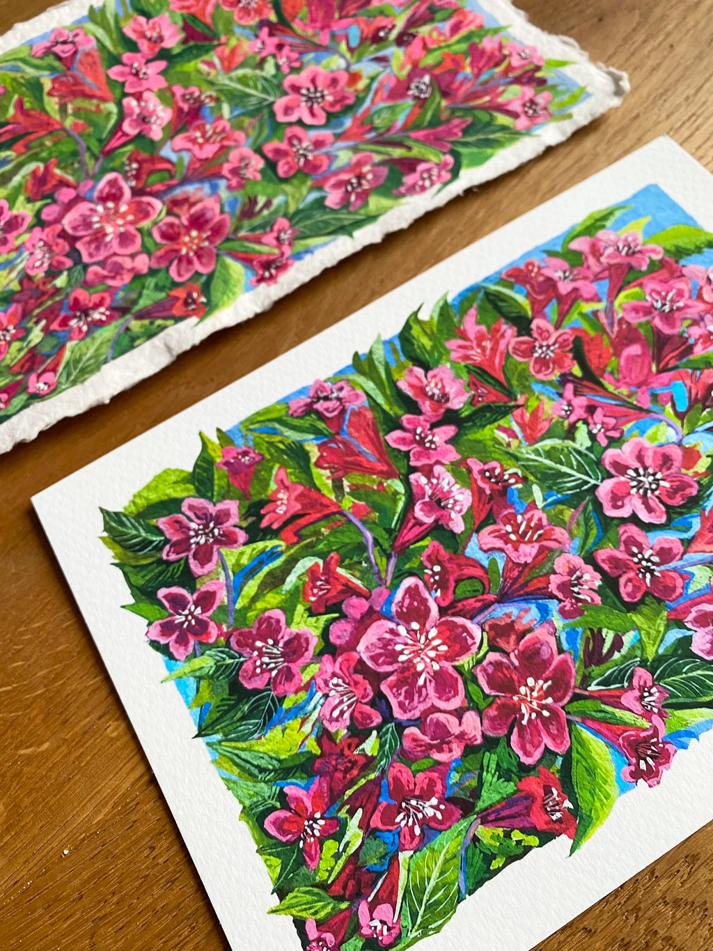 Original Gouache Blumen Malerei auf Papier