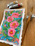"Wild vibrant roses" — Original gouache painting on rough paper | Katerina Ivanova