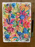 Original Gouache Blumen Malerei auf Papier
