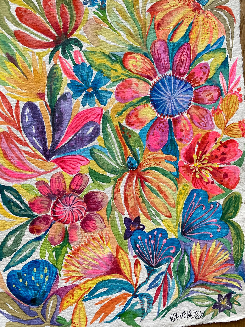 Original Gouache Blumen Malerei auf Papier