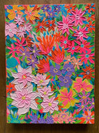 Helle Blumen Malerei, Original Gouache Malerei auf rauem Papier