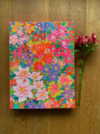Helle Blumen Malerei, Original Gouache Malerei auf rauem Papier