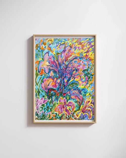 "Abstract garden flowers" - Original Oil painting on canvas Paper | 30x40 cm